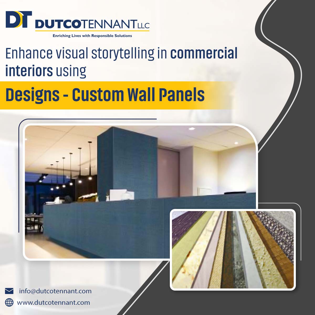 Dutcotennant's tweet image. Give your brand more than a #WallSticker—our durable custom #WallPanels deliver vibrant finishes, seamless branding and easy installation for standout spaces. 

#CommercialInterior #CustomDesign #DutcoTennantLLC