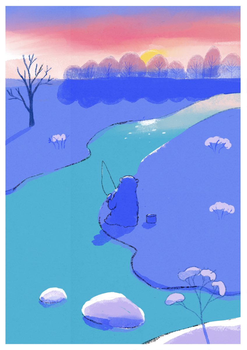 「とっておきの寒さがやってきた感じ。」|ももろ　4／20発売絵本「パンダのパクパクきせつのごはん」のイラスト