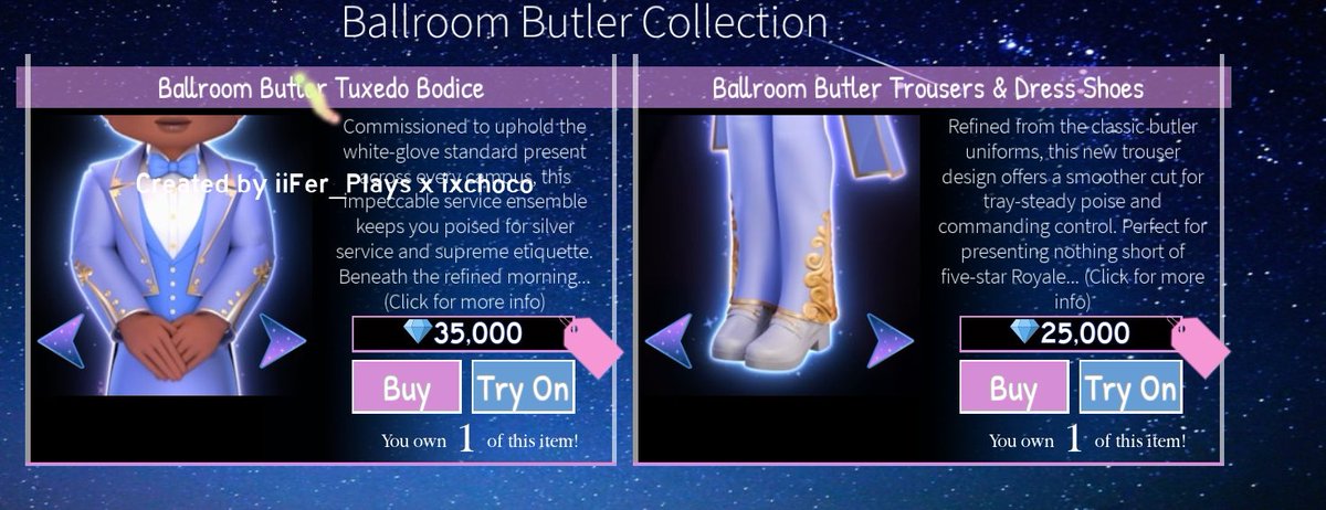 xXCozyCupidXx's tweet image. BALLROOM BUTLER SET GIVEAWAY 🍷

Hey you! Are you a masc player wanting the new year round set or a gal who just needs a cute tux, well step on up!

RULES
-Follow me
-Like this post
-Comment your favorite butler
-Show proof

ENDS DEC 6th
#Royalehigh #Royalehighgiveaway