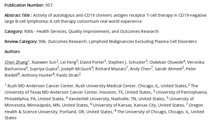 majorajay's tweet photo. Fun #ASH25 abstract: CD19 CAR in CD19-negative LBCL
- 211 pts: 18% CD19neg before CAR (all 3L+)
- no diff CRS, much less ICANS if CD19neg
- no diff CR/ORR/PFS/OS between CD19+ and CD19-
Tumor heterogeneity?! Great question to ask. #lymsm #tcellrx https://t.co/x0vDB2RufX