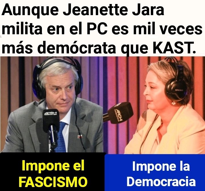 Incorru47125032's tweet photo. Yo digo
NO AL COMUNISMO
Y 
NO AL FASCISMO 

Es claro q Jeanette Jara nos dará un gob democrático, con énfasis en lo social y respetuoso de los DDHH.
En cambio Kast quiere imponer autoritarismo, jerarquía social, militarismo, Corporativismo y ultranacionalismo.
O sea, FASCISMO‼️ https://t.co/MCbeq4QQLE