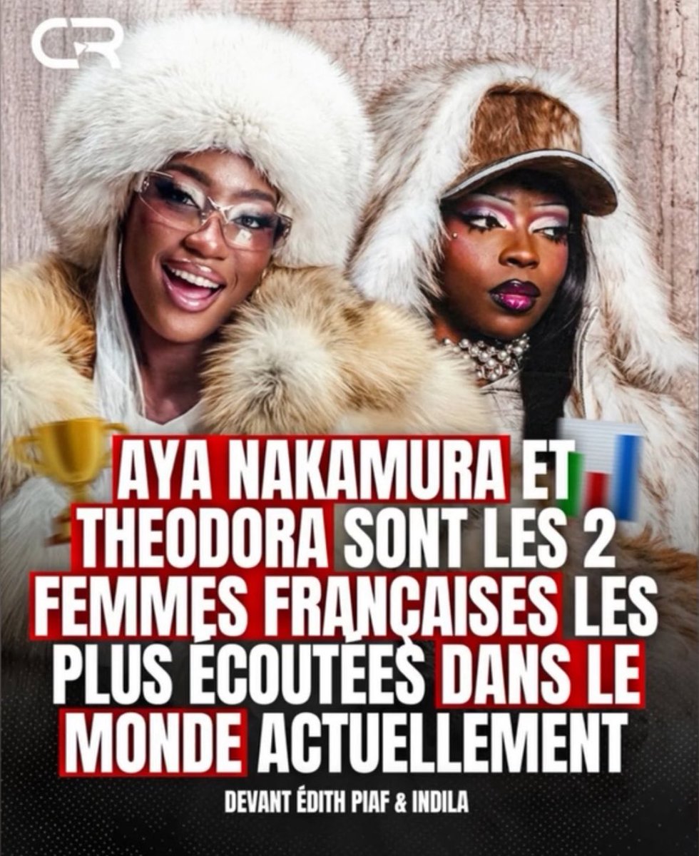 nakasupremacy's tweet image. AYA NAKAMURA AND THEODORA ARE THE 2 MOST LISTENED TO FRENCH WOMEN IN THE WORLD