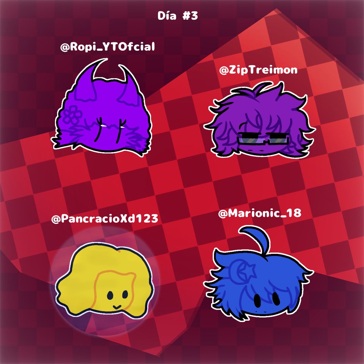 ElRandomAmarill's tweet image. Dia #2 🌿!

- @Marionic_18 (🔵)
- @ZipTreimon 
- @Ropi_YTOfcial 
- @PancracioXd123 (🔵)

#oc