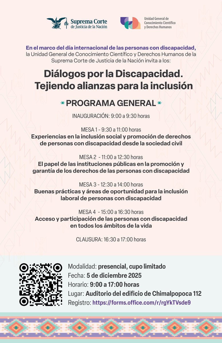 aranxaconequis's tweet photo. Este 5 de diciembre participaré en la Mesa 1 de los" Diálogos por la Discapacidad" de la @SCJN.

Platicaremos sobre los avances, obstáculos y pendientes en la promoción de los derechos de las personas con discapacidad.

Cáiganle, acá está el registro: https://t.co/L8tR1pfVU6 https://t.co/L2xs8Kpe9G