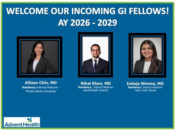 Congratulations to our newest <a href="/AdventHealthCFL/">AdventHealth Central Florida</a> Orlando GI Fellows.

You matched where you belong.

Three years. Full commitment. Real growth. Lets Go!

Welcome to the family, Class of 2026! 

<a href="/khanz_nihal/">Nihal Ijaz Khan</a> 
<a href="/IndujaNimma/">Induja R. Nimma, MD</a> 
<a href="/chinallis/">Allison Chin</a> 
<a href="/AmerGastroAssn/">American Gastroenterological Association (AGA)</a> 
<a href="/AmCollegeGastro/">ACG</a>