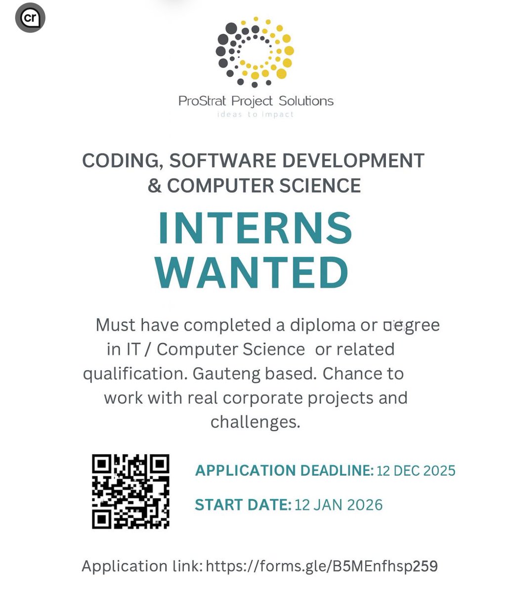 yuthconnect's tweet image. We are currently seeking Tech Interns to join our team. Candidates should have a completed diploma or degree in IT or Computer Science and a desire to gain real experience working on corporate digital projects.