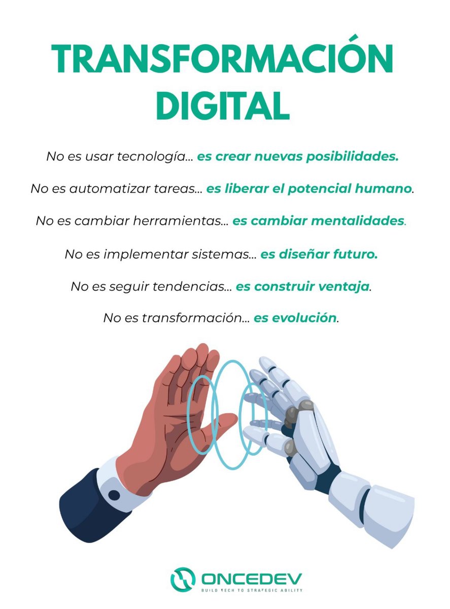 OnceDev's tweet photo. La transformación digital no empieza con tecnología,
empieza con una visión.
Porque no se trata solo de adoptar herramientas,
sino de alinear cultura, estrategia y propósito.
En OnceDev, ayudamos a las empresas a evolucionar,
no solo a cambiar.
#TransformacionDigital #OnceDev https://t.co/spVji0PPX3