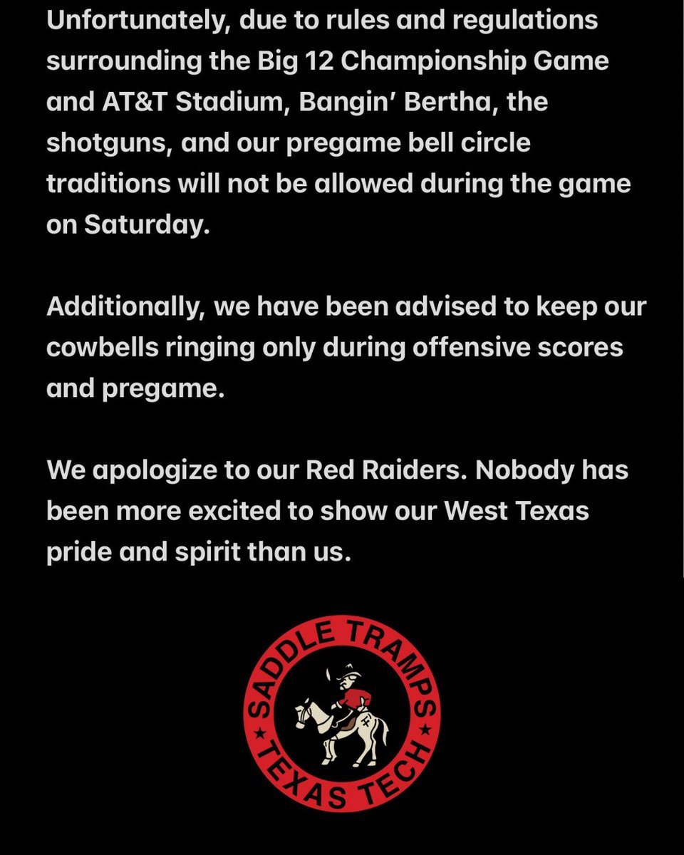 SaddleTrampsTTU's tweet photo. An update on the Big 12 Championship. https://t.co/TyFWqLdAvS