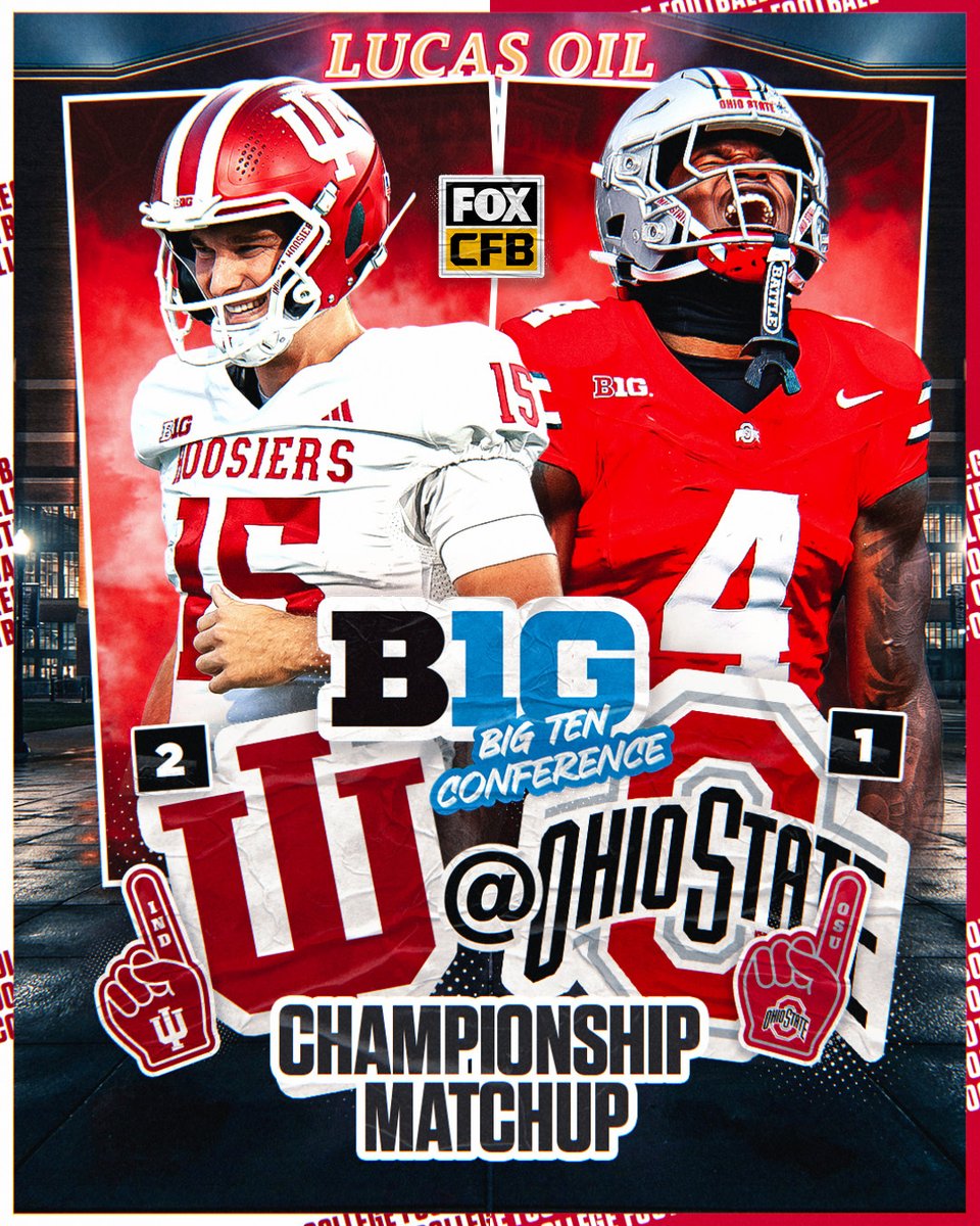 CFBONFOX's tweet image. THE BIG TEN CHAMPIONSHIP GAME IS ALMOST HERE ⏳🔜

Who is coming out on top, Ohio State or Indiana?