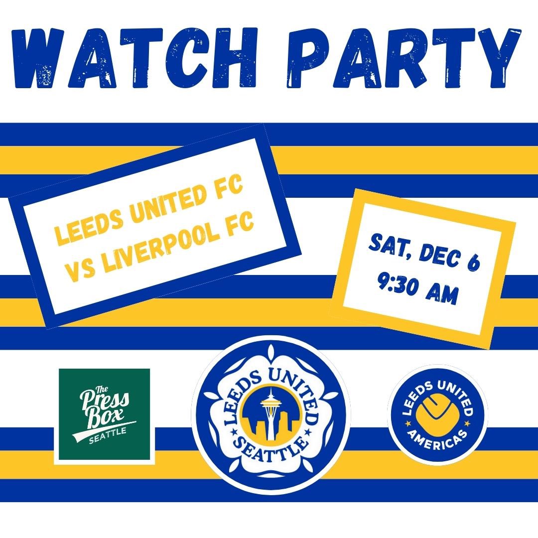 LUFCSeattle's tweet image. Let’s build on the momentum from today’s decisive W!

Join us for a 9:30 am watch party at @thepressbox_WA as we take on the reigning Premier League champions at Elland Road.

Bring your friends, bring your family, bring an appetite, and bring the winning vibes!

#ALAW #LUFC