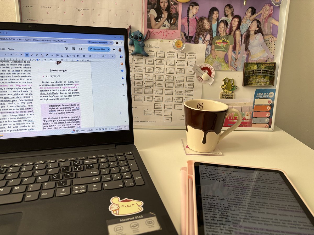 studyive's tweet image. ଘ studylog 03.12 ꒰ #collegetwt #studytwt ꒱

hoje apresentei o trabalho de uma eletiva e continuei os estudos de constitucional para semana que vem! precisava ter visto a próxima lição de italiano também, mas acredito que agora eu só vá conseguir estudar direitinho nas férias :(