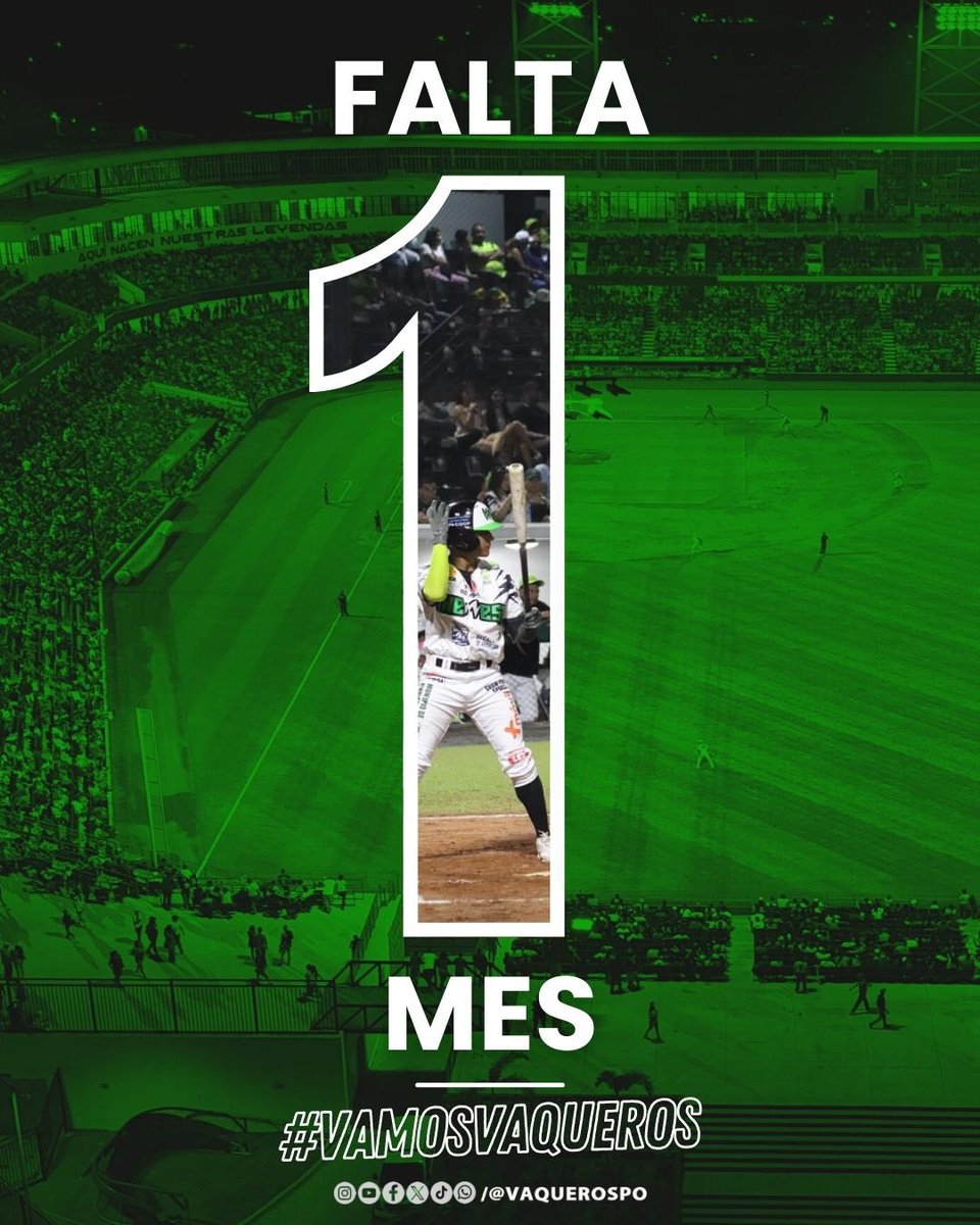 ¡A ESTÁ HORA! ⚾️ EN ESTE LUGAR 🏟️🤠 Estaremos viendo nuevamente a Los Vaqueros ⚾️

¡ESTAMOS A 30 DÍAS! 🏟️ para escuchar la voz de Play Ball en el Estadio Mariano Rivera. 

¡CONTEO REGRESIVO! ⏳ ¿Y tú ya estás esperando el 3 de enero? 🟢🟡