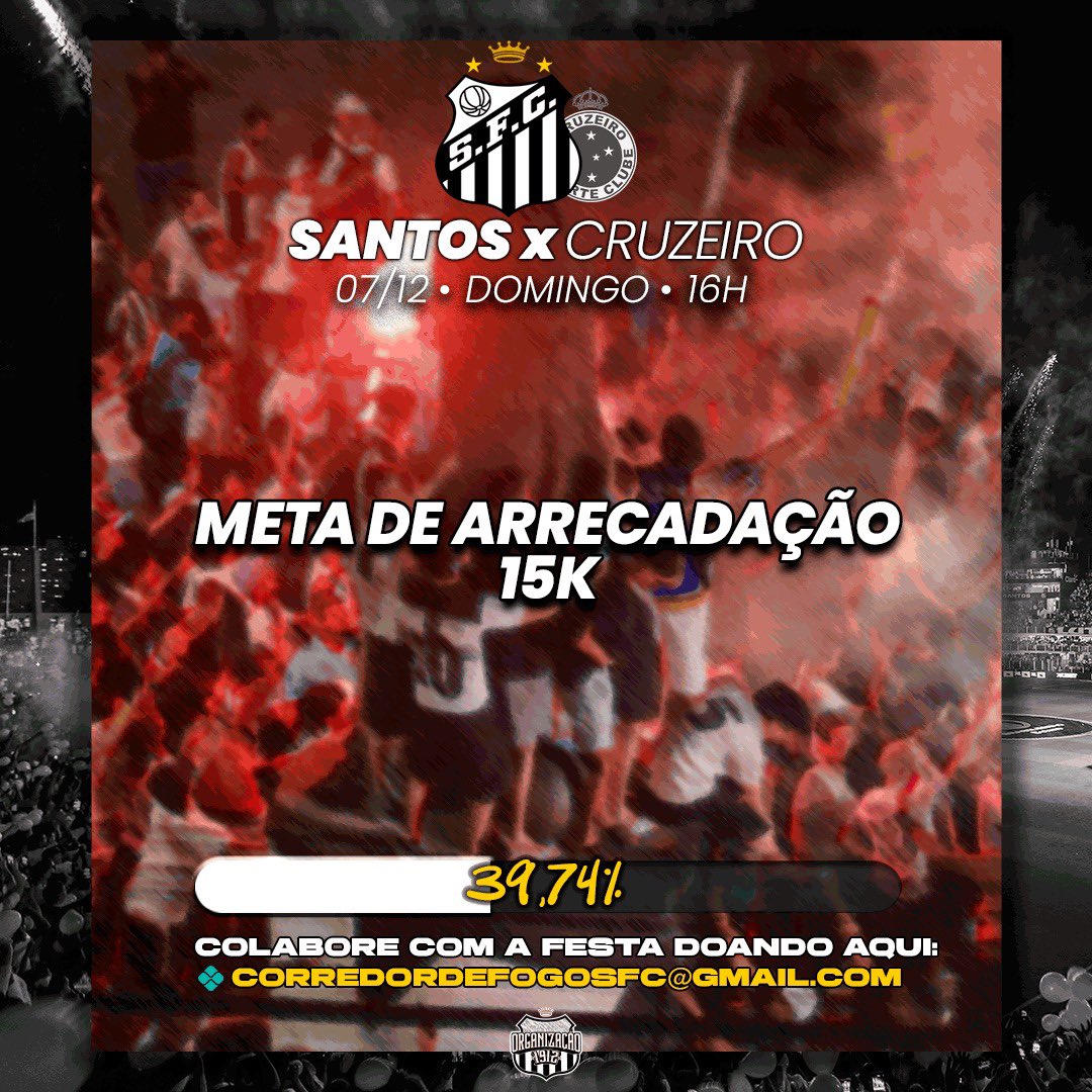 Organizacao1912's tweet image. 💰 PARCIAL ATUALIZADA: Atingimos 39,74% da nossa meta para o corredor de fogo contra o Cruzeiro.

ℹ️39,74
💰META: R$ 15.000

PIX: corredordefogosfc@gmail.com

(51.905.978 Gustavo de Souza ou Corredor de Fogo SFC - Nubank)