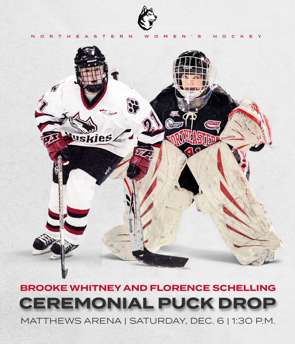 One more time at Matthews Arena. 

Program legends, Brooke Whitney and Florence Schelling will be dropping the puck this Saturday. 

You can join them and over 100 program alumni at our final game at HMA!

🎟️: NUHuskies.com/tickets