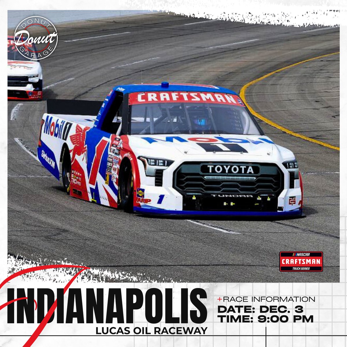 DONUTGarage's tweet photo. It’s about to get DOWN in Indy‼️

Ready to bring the fight to the rest of the @XITEmotorsports Truck Series competition 👊

IRP | 9:00 | TONIGHT https://t.co/xzENE4sfDh