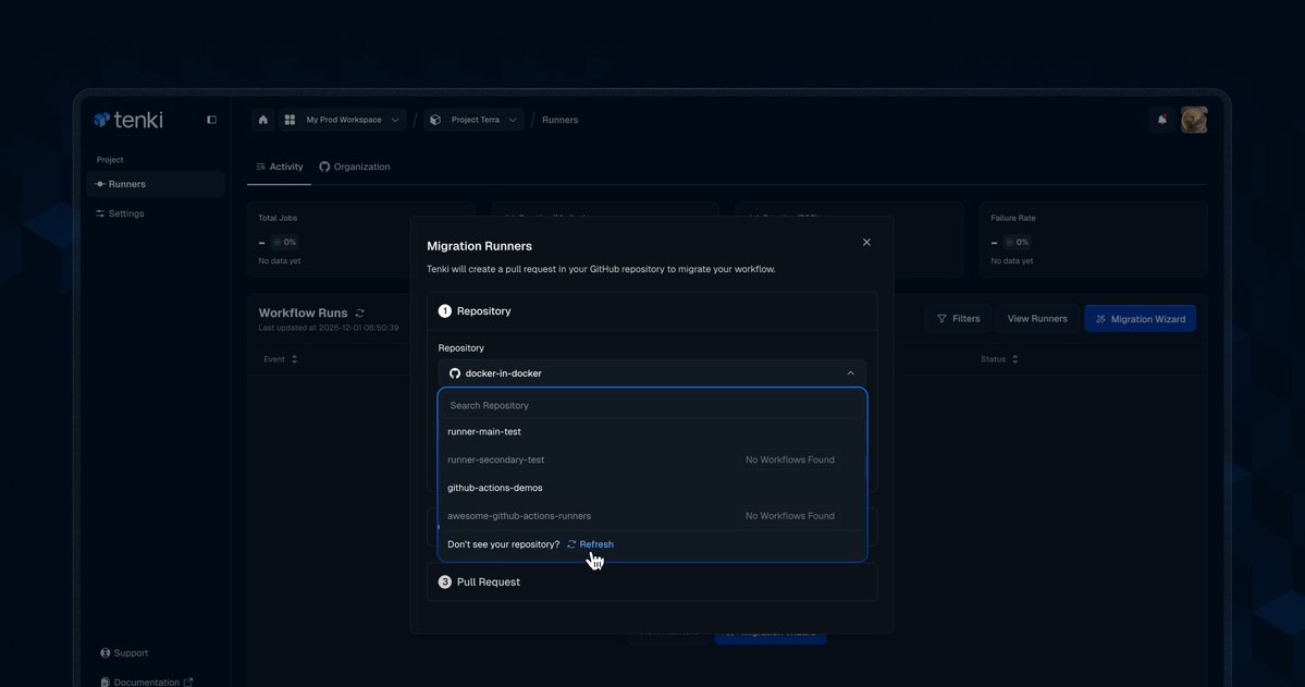 Yeah, our Migration Wizard just got better.

We shipped some core enhancements to make switching from your current runners to Tenki even simpler and more efficient.
