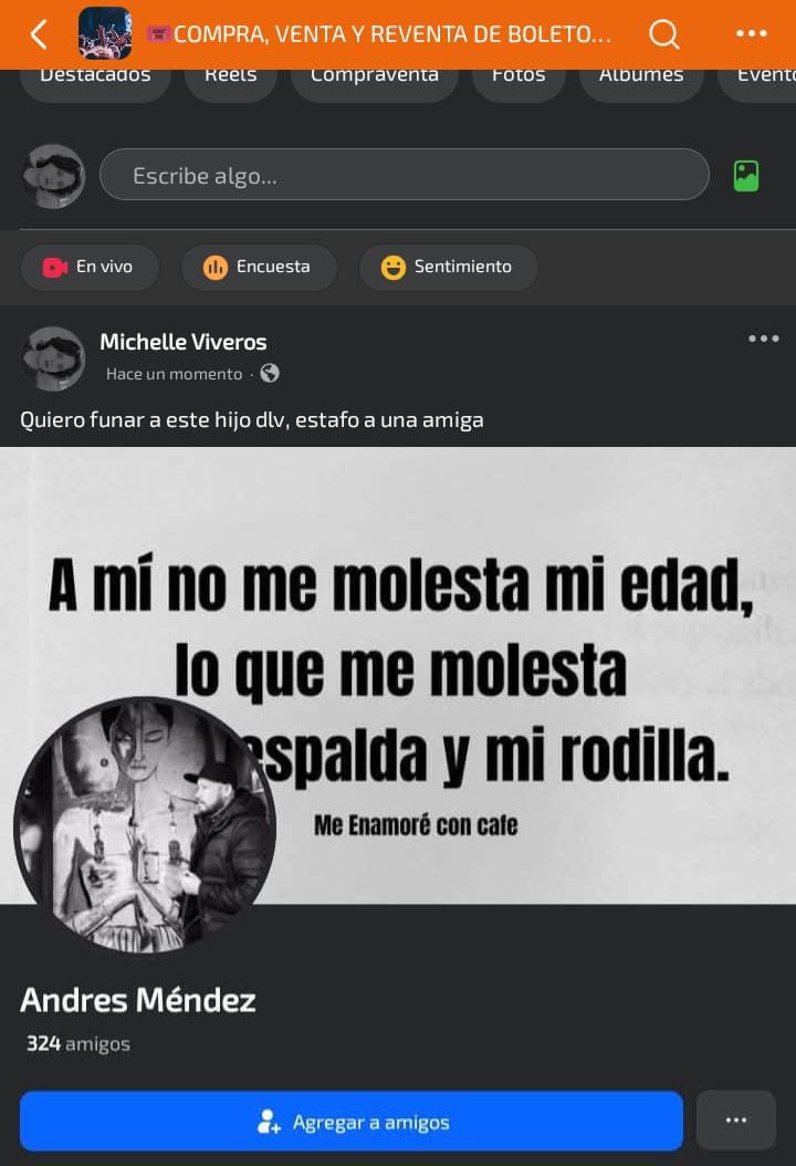 Dante_Valient's tweet photo. @Ticketmaster_Me  que la gente que compre boletos, no sea con él. Estafó a una amiga con boletos para Bad Bunny https://t.co/8pxq981ios