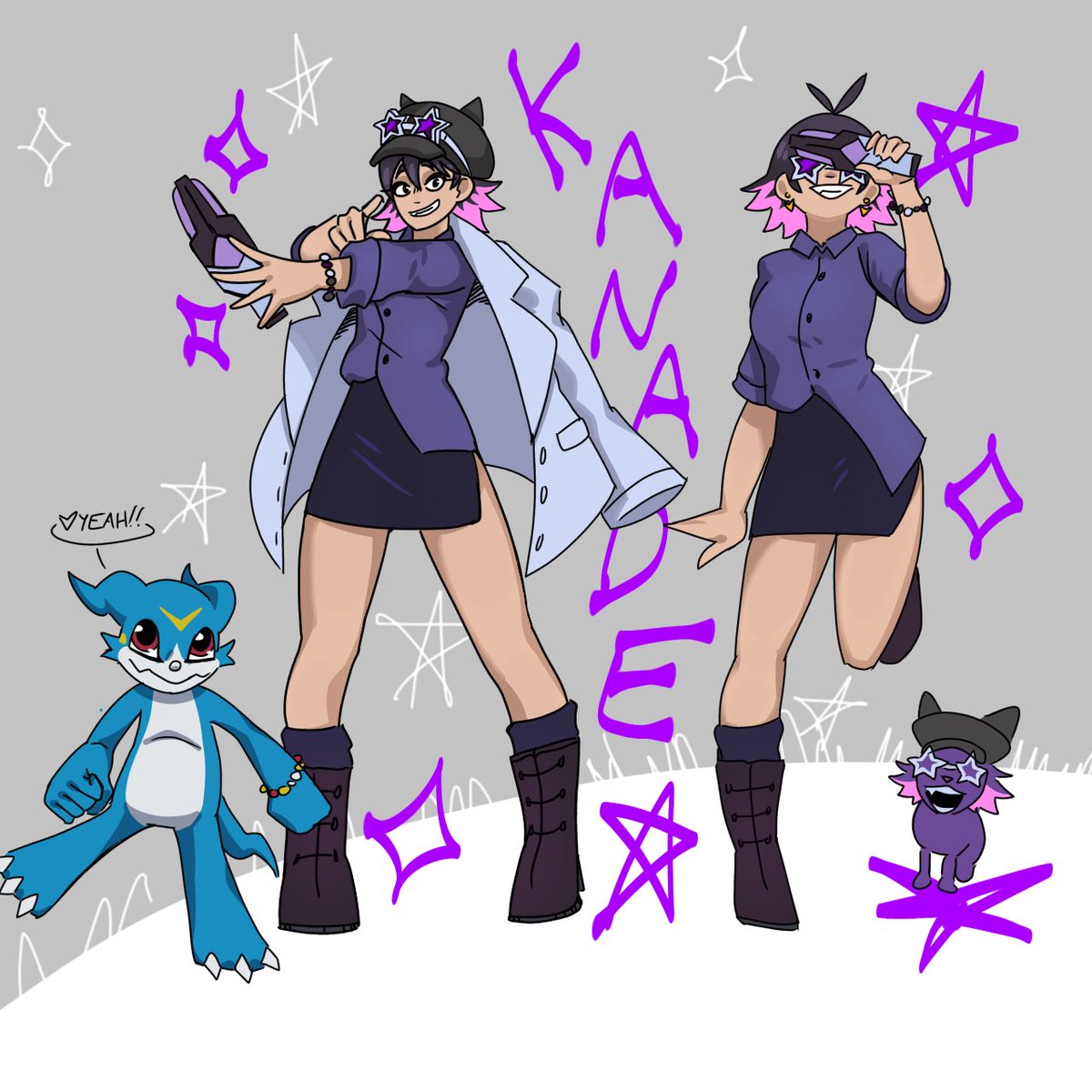 Cmm for oomf <a href="/TypeStillWrites/">Type D. Writer #PristiPosting</a> 

Kakinozaka Kanade and her partner Veemon, Heroes of Time‼️‼️‼️

(Feel free to ask about her 🗣️)