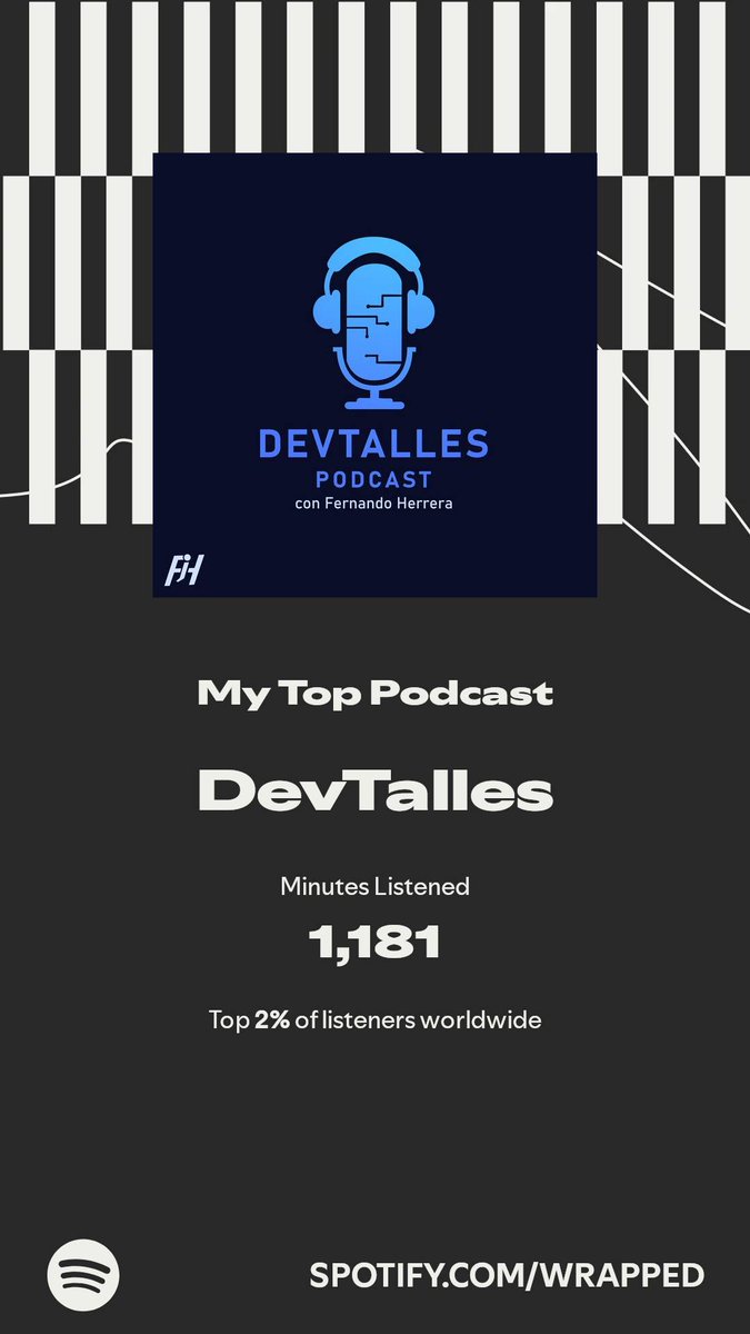 Claro que tenia que ser el profe Fernando Herrera <a href="/DevTalles/">DevTalles</a>   #SpotifyWrapped. 
spotify.com/wrapped-share/…