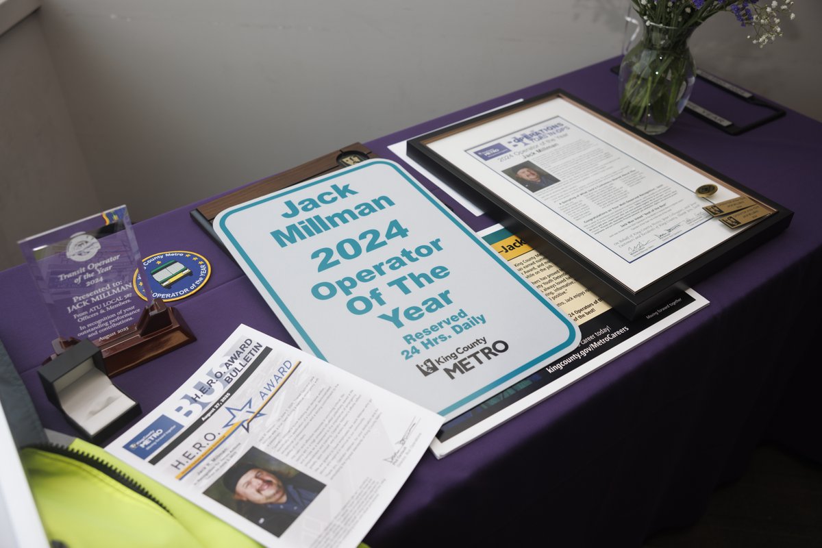 KingCountyMetro's tweet photo. Get to know our #OperatorOfTheYear, Jack Millman!
Since joining Metro in 1999, he's received over 200 official commendations from riders. Just earlier this year, he helped save a life, earning him a H.E.R.O. award.
Read more of Jack's story: https://t.co/cUzyW9T53B https://t.co/OXBEylADQK