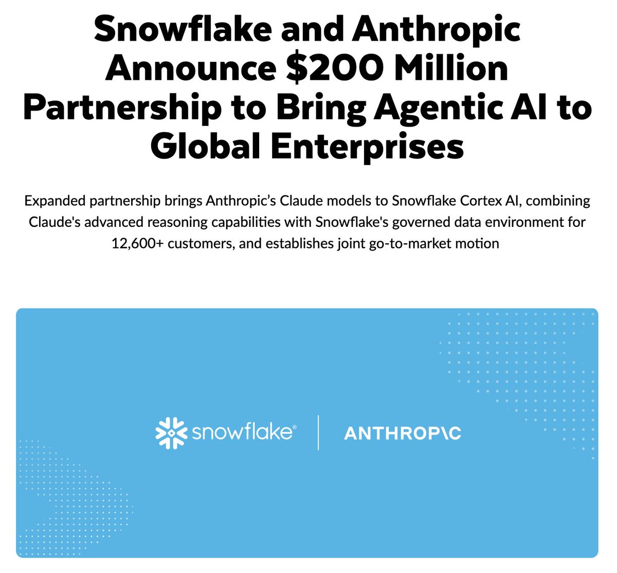 Claude Snowflake partnership image