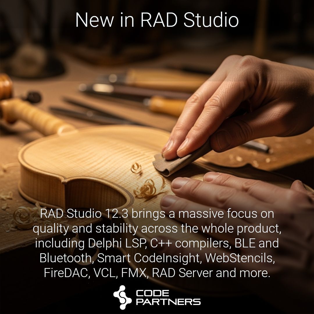 code_partners's tweet image. RAD Studio 12.3 : Quality and Stability

RAD Studio 12.3 has hundreds of quality improvements, across all areas of the product. Watch this quick overview to see more.

code-partners.com/goto/?topic=ra…

#radstudio #embarcadero #c++builder #delphi