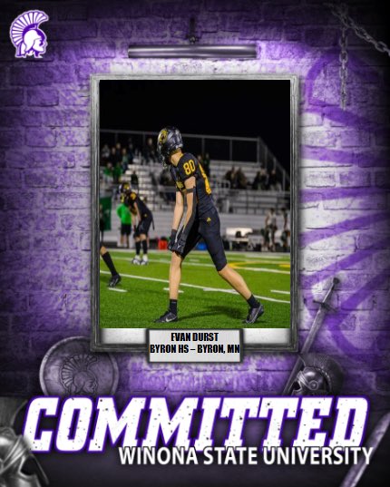 EvanDurst_22's tweet image. Committed!⚔️

@CoachZoMitch @WinonaState_FB @LukeSnell7 @CoachHalder @MrPollockBMS