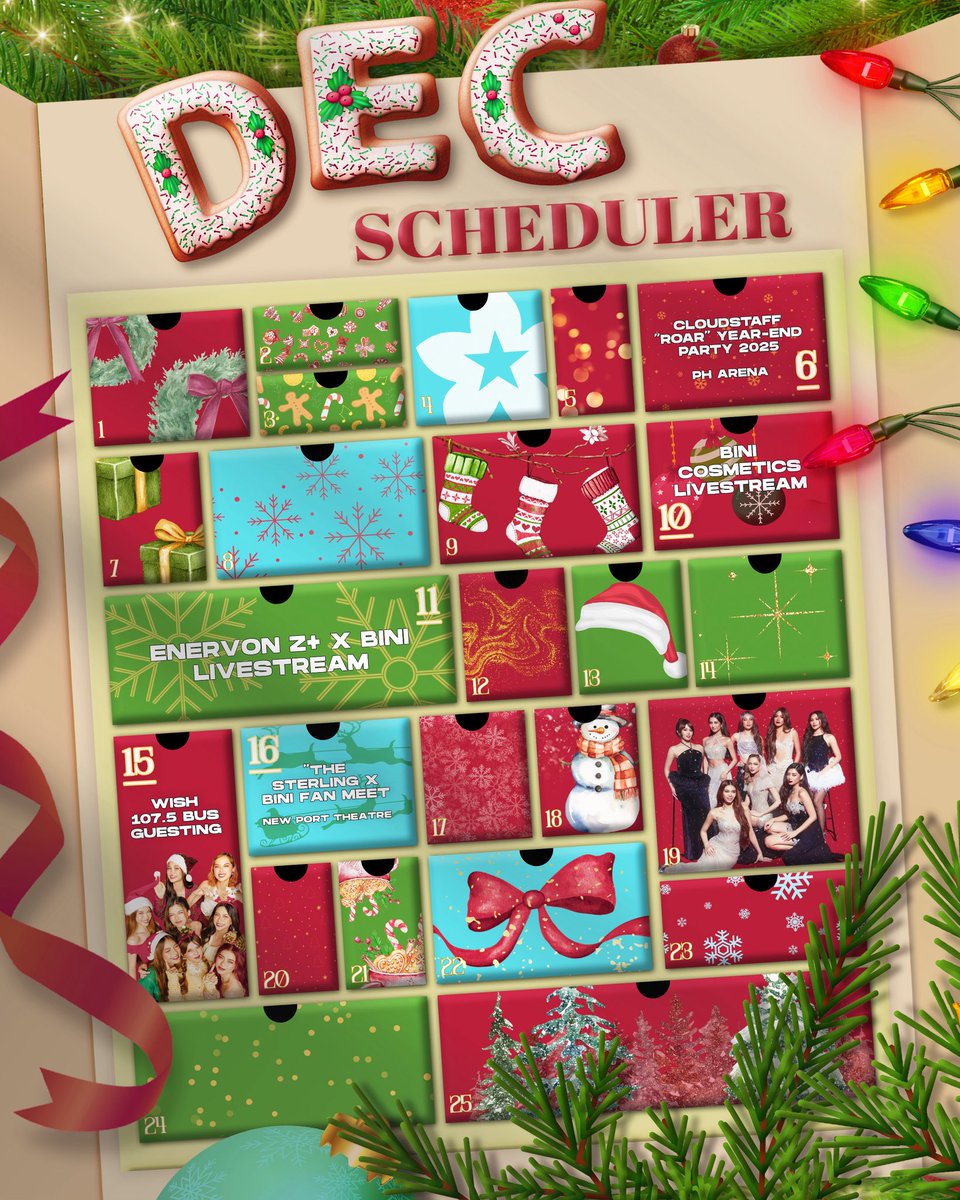 BINI_ph's tweet image. It’s Christmas month, and nothing makes it sweeter than spending it with you, Blooms!✨💝🎄

Kita-kits on these dates!😉

#BINI #MerryBINIMonth