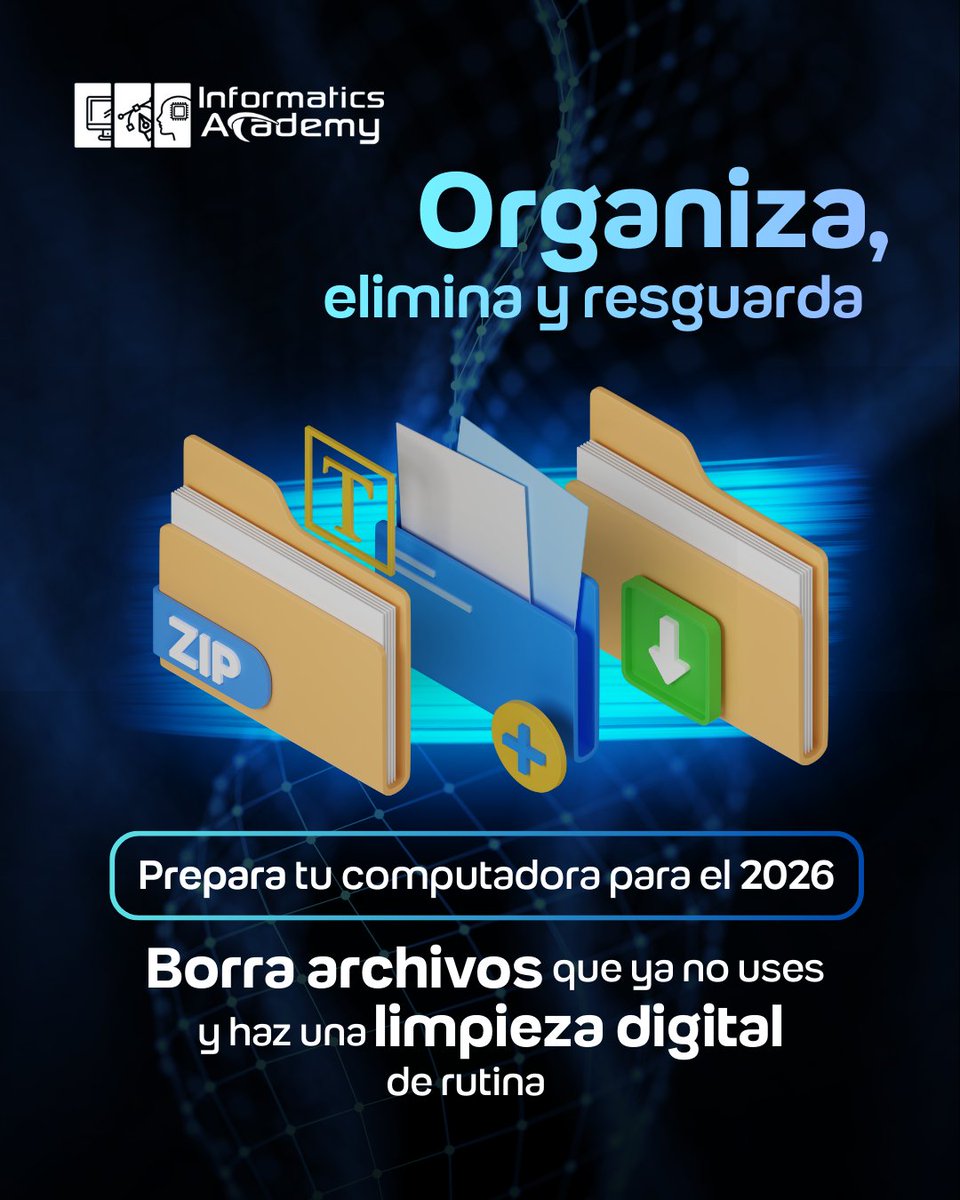 ccsa_sv's tweet image. 🗂️ Antes de cerrar el año… ¡ordená tu computadora!
Eliminá archivos que no usás, ordená tus carpetas y hacé un respaldo 🖥️✨
Tu “yo” del 2026 te lo va a agradecer 😌

#TipDigital #FinDeAño #Informática