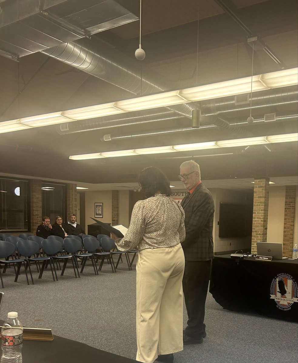 NOEaglesSuper's tweet photo. A special evening recognizing Board of Education member Tom Herbster-a true Eagle 🦅 who has done so much for our community and school district! Thank you to @polariscareer, @RepGlassburn, @MayorNDJ, and our special NOHS choir students for joining us! https://t.co/plmzj6Jcrn