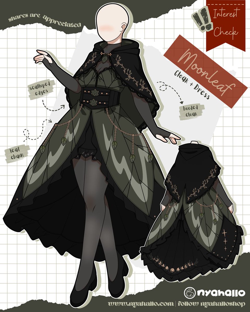 NyahalloShop's tweet photo. Moonleaf cloak and dress 🌙🌿 https://t.co/ISkp9dDEqq