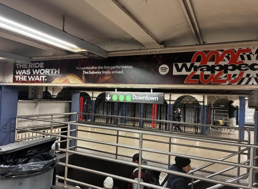 dailyroan's tweet photo. another look at spotify’s chappell roan promo for wrapped 2025 at union square subway station in new york city! https://t.co/4A3PIH9XVJ