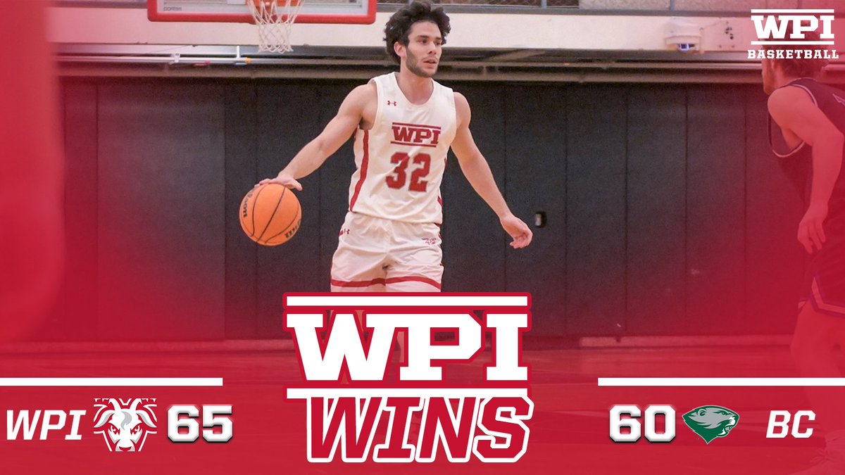 WPI WINS!
WPI WINS!
WPI WINS!

<a href="/WPIMBasketball/">WPI Men's Basketball</a> takes care of business on the road at Babson for the 65-60 road win! Bledsoe and Molen combine for 37 points on the night 🤷‍♂️

Box score now, recap soon ⬇️
📊-tinyurl.com/58hw5r2x

🏀x🐐
#GoatNation #d3hoops