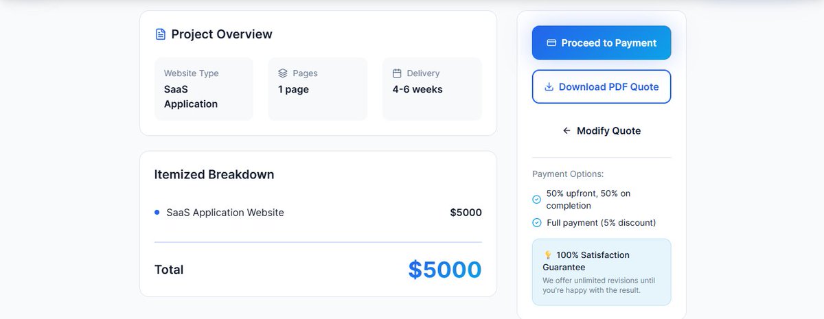kwametech01's tweet photo. Building a smart web agency tool. 

An Instant Website Quote Generator. 
Choose your website type, pages, features —> get a full price breakdown instantly. 
Clear. Fast. Zero guesswork. 

Entrepreneurs &amp; small businesses can finally know EXACTLY what they're paying for. 
#SaaS https://t.co/XwClxYgHRL