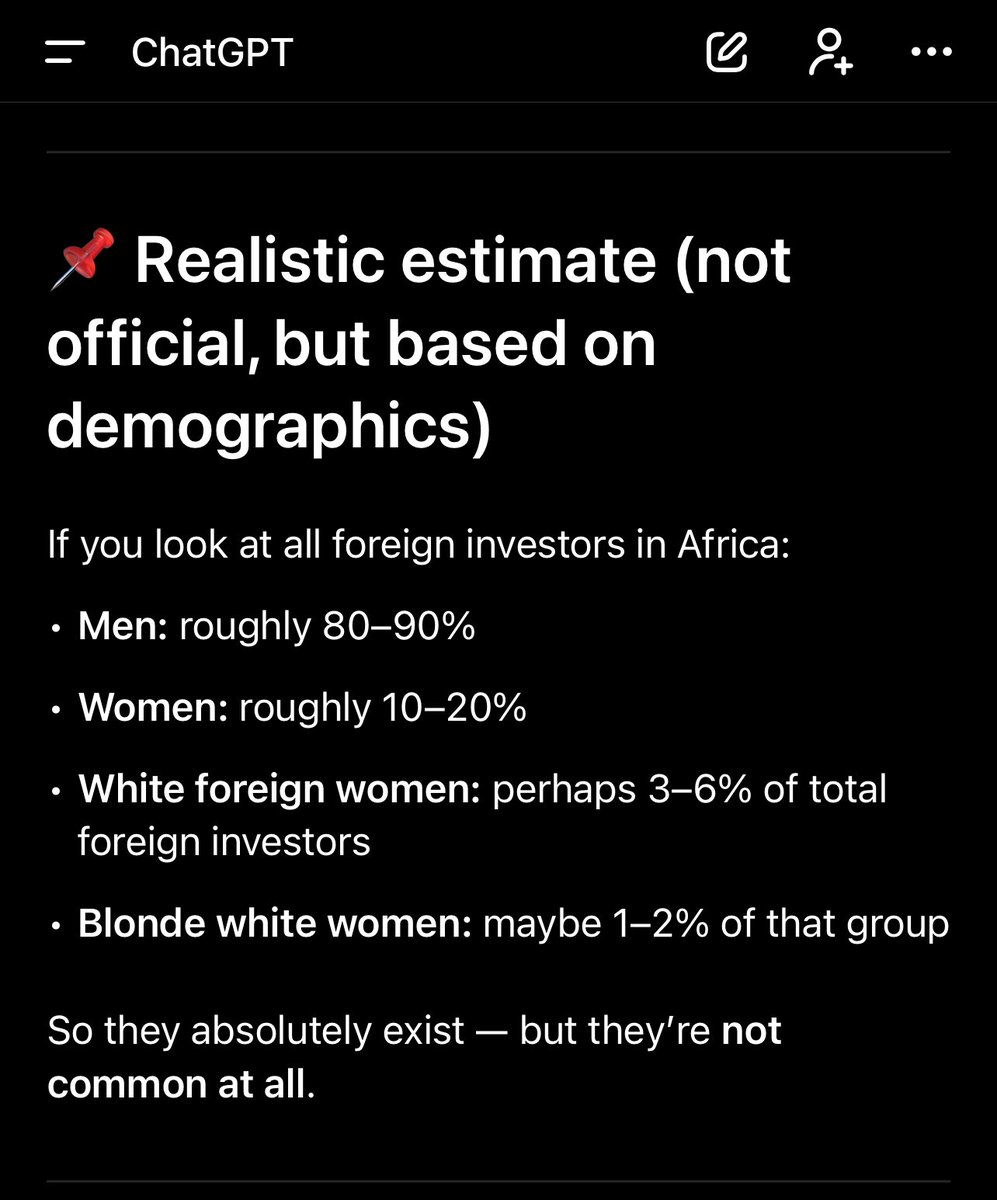 <a href="/Sarah_gordonn/">Sarah Gordon</a> so last couple of days there seem to be a lot more white, blonde, females in Africa, and Some India on #X Someone needs to let <a href="/ChatGPTapp/">ChatGPT</a> know this #Blockchain