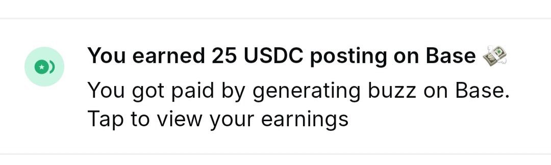 Someone just earned $25 on <a href="/baseapp/">Base App</a> 

Just by being active there

Like you just have to trade with the app, posting, re-posting on <a href="/base/">Base</a> app.

If you’re active on <a href="/baseapp/">Base App</a> drop your follow link in the comment section.

Like every comment and follow!

Like this tweet and retweet