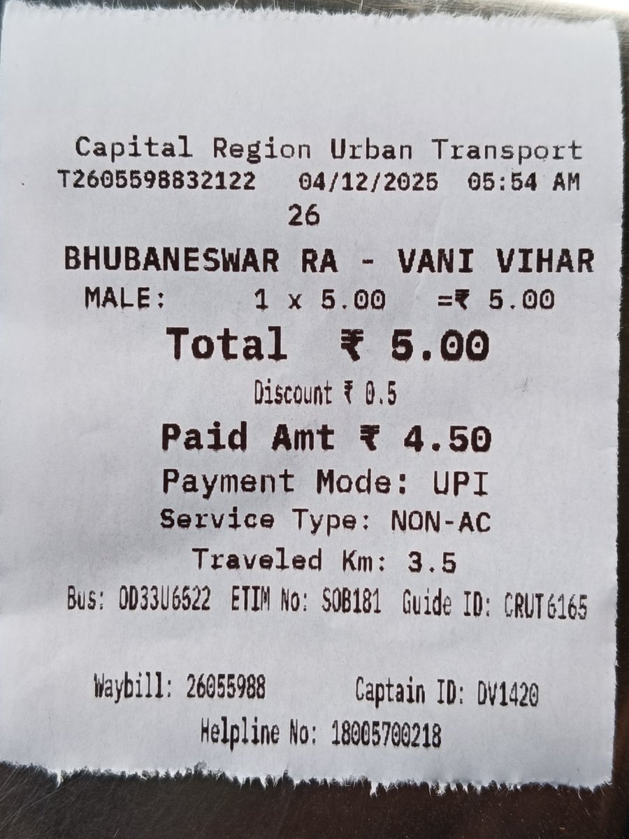 prabinkumaar's tweet photo. ❤️ Never imagined I would ever get something for ₹4.50 in this age!

#AmaBus #MoBus #Bhubaneswar https://t.co/cY7h7ts7mt