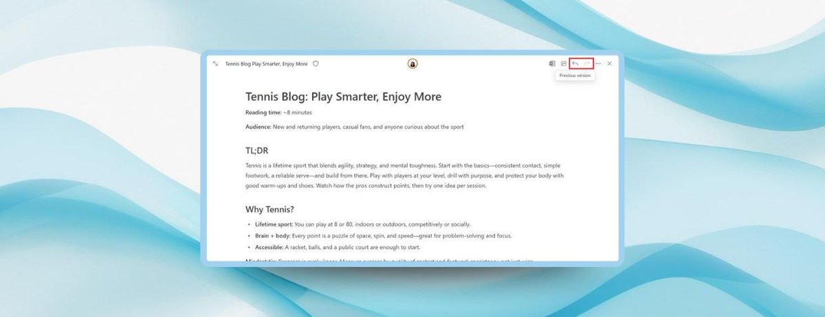 📝 Copilot Pages just leveled up: 

🪭 I'm huge fan of Copilot pages - great way to keep a 'flow' of work
🎩 A form of version history has arrived
✨ View &amp; restore past versions 
💡 Recover lost info 
⚡ Iterate with confidence
🔗techcommunity.microsoft.com/blog/microsoft… 

#Copilot