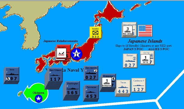 Yokosuka Naval Yard flipping at the end of the optional "Turn 9" ... there's a reason it's not the most common variant, although getting to play with a couple of unique ships (Alaska &amp; Shinano) is nice.