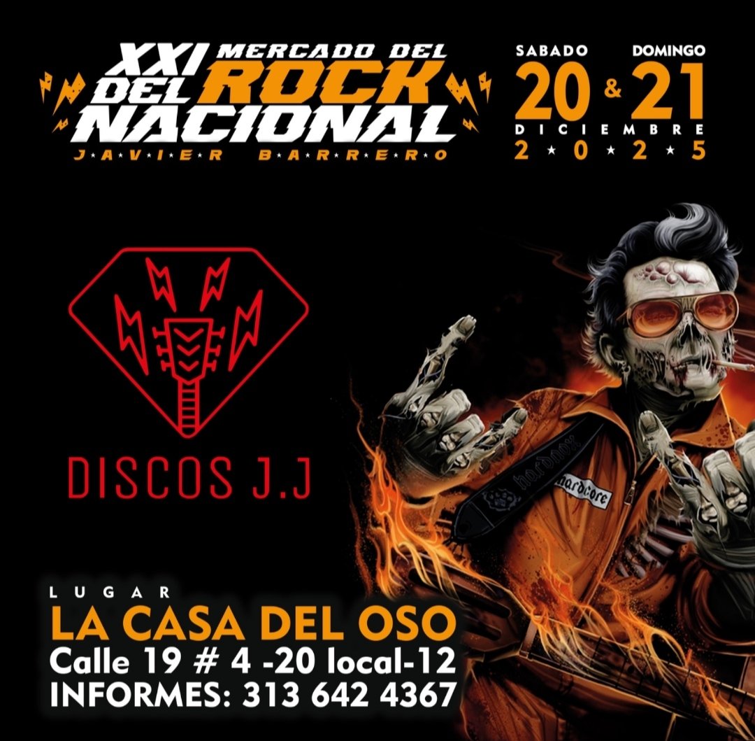 Les comentamos que estaremos presentes en el XXI mercado del rock, en el stand JJ Discos, tendremos un espacio donde podrán adquirir nuestros discos, pines y parches, esperamos apoyen los diferentes emprendimientos y el metal colombiano.