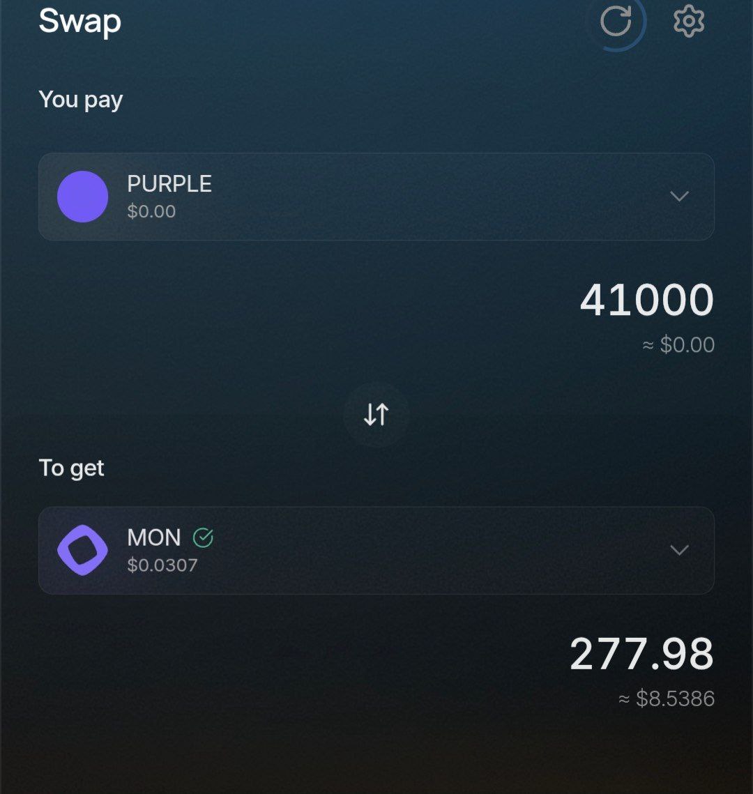 other projects: grinding 1 whole year, quests, tweets every day, discord spam… reward? $0.87 😭

me: submitted wallet once last week on <a href="/PurpleMonad/">Purple ⨀</a> 
woke up → 41k $PURPLE → test swap 277 $MON (~$8.5) in seconds, zero effort 😂💜

$CHOG &amp; frens real quiet now lmao