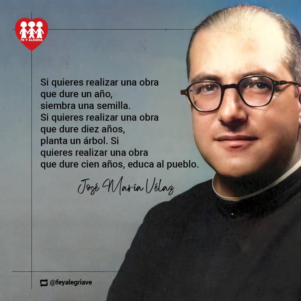 El Padre José María Vélaz, nacido el 4 de diciembre de 1910, fue un gran promotor del derecho a la educación y también un escritor.  Redactó alrededor de 200 poemas, de los cuales se han recopilado 60 hermosos textos.
feyalegria.org/venezuela/jose….