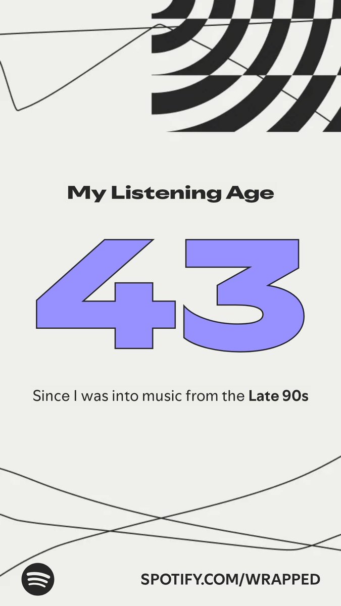 Reggie's tweet image. Here’s my listening age, from my #SpotifyWrapped.   spotify.com/wrapped-share/…