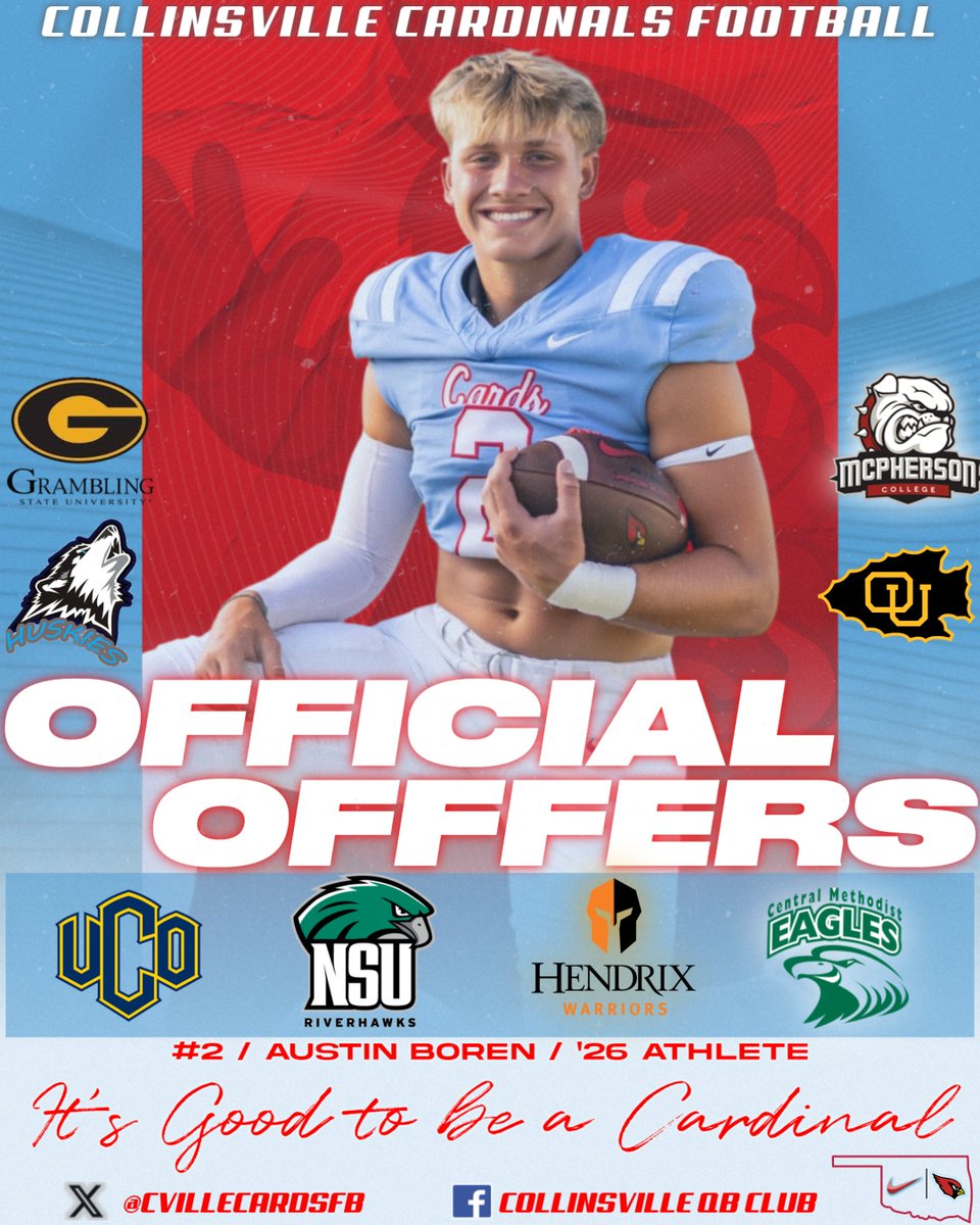<a href="/AustinBoren02/">Austin Keith Boren</a> with <a href="/collinsville_fb/">Cardinal Football</a> currently sits at 8 offers.  More offers are going to start to pile up in the next few weeks- Proud of you Austin #StackEmUp #ETC #GoCards #RecruitTheVille #ItsGoodToBeACardinal