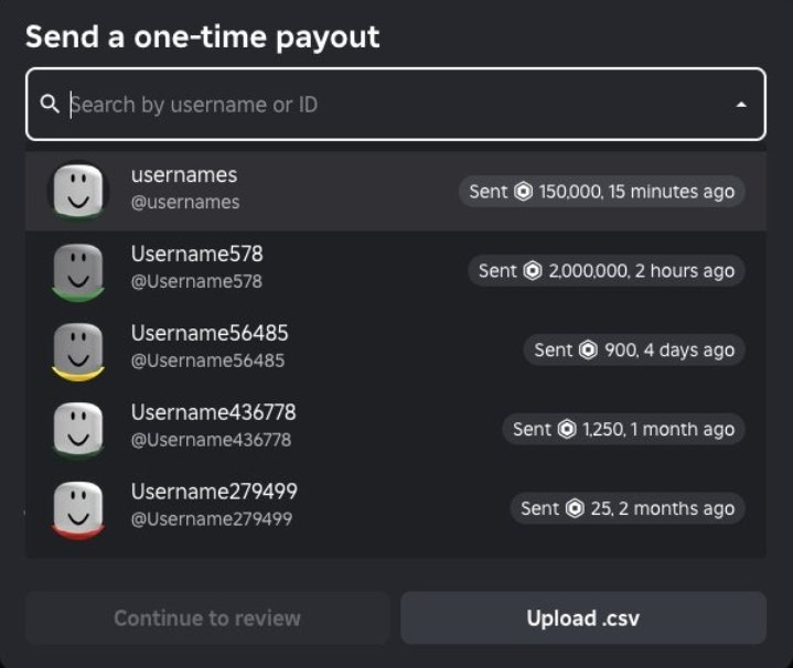 Bloxfeed1's tweet image. Roblox has rolled out new updates for Group Payouts — including CSV support, multi-user payouts, new management permissions, and more. You can also transfer experiences between Groups now. #RobloxDev #RobloxDevs #community #Group #Roblox #update