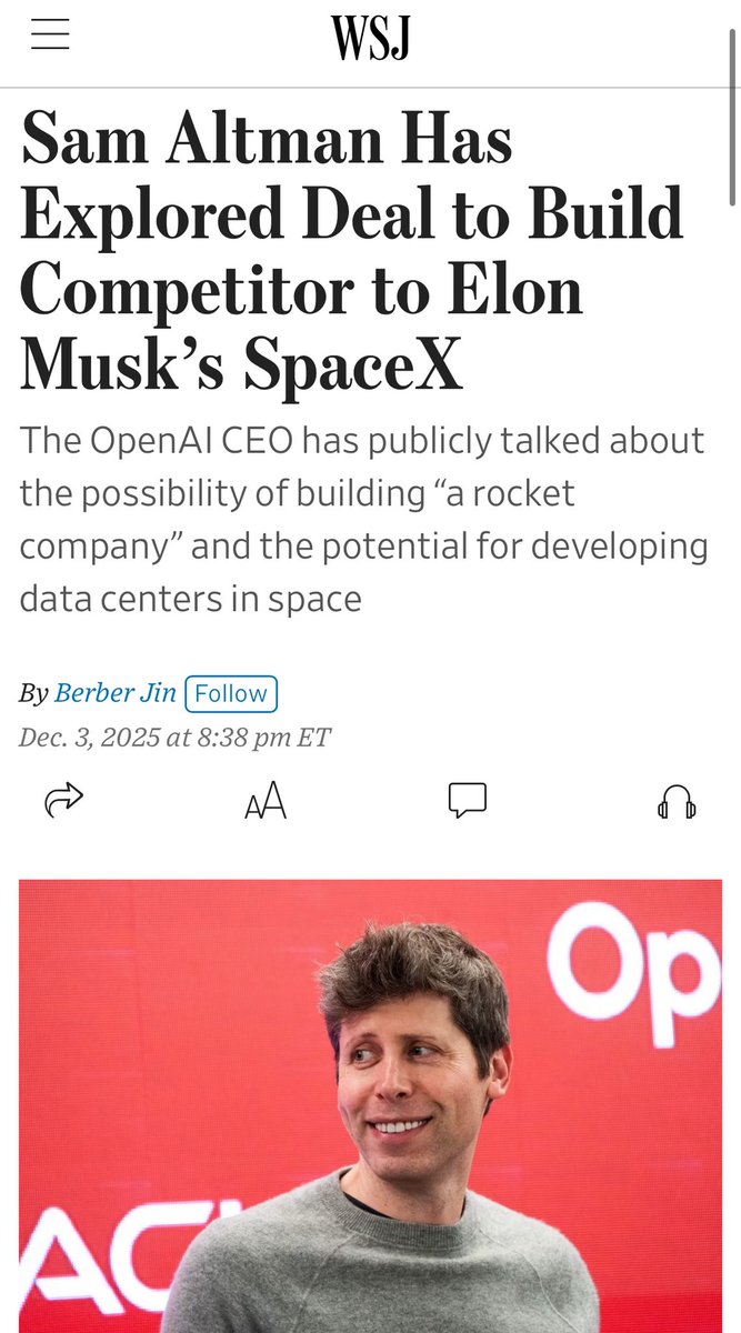 🔵MARKETEVANS: "Sam Altman esplora acquisizione o collaborazione con un'azienda di razzi"