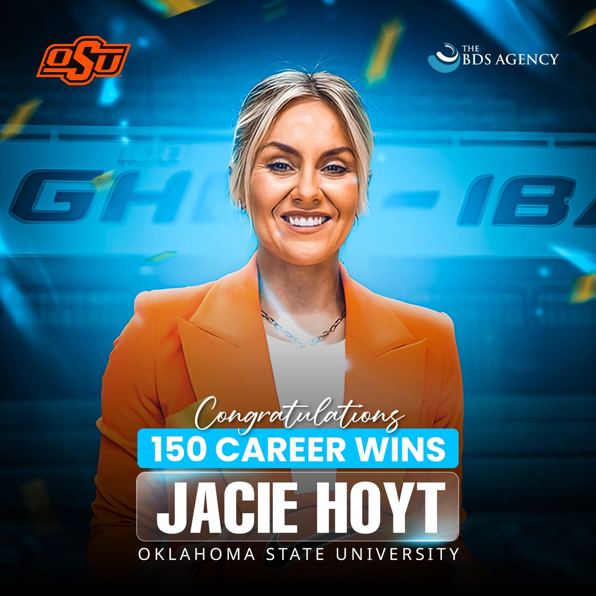 Congratulations to <a href="/OSUWBB/">OSU Cowgirl Basketball</a> Head Coach <a href="/CoachJacie/">Jacie Hoyt</a> on earning her 150th career win!