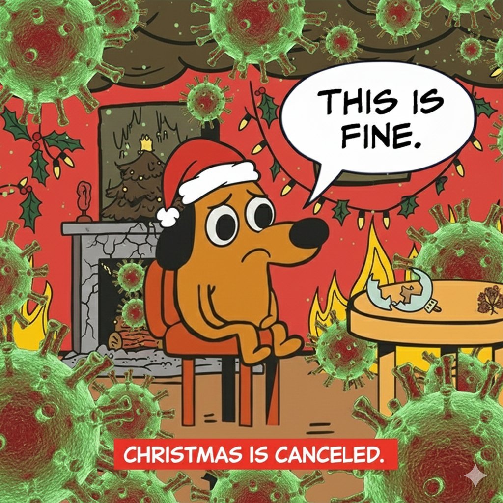 RepPress's tweet photo. @acrossthemersey “Scientists are baffled.” #WinterVirus #ThisIsFine https://t.co/XGf6vUOSwE