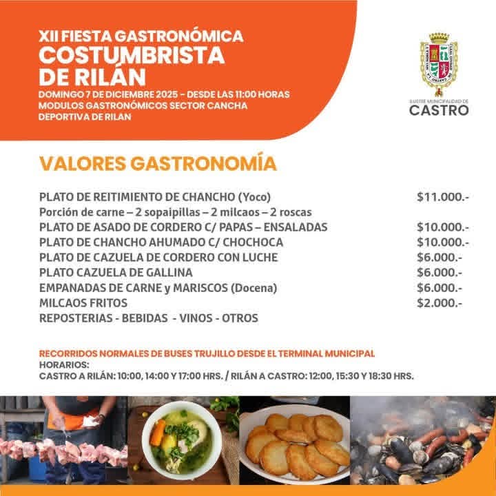 #Castro, Una Invitación Para Este Domingo a la Fiesta Costumbrista en el Sector de #Rilán.

Mas Información Abajo ⬇️:

facebook.com/share/p/1SEJmo….