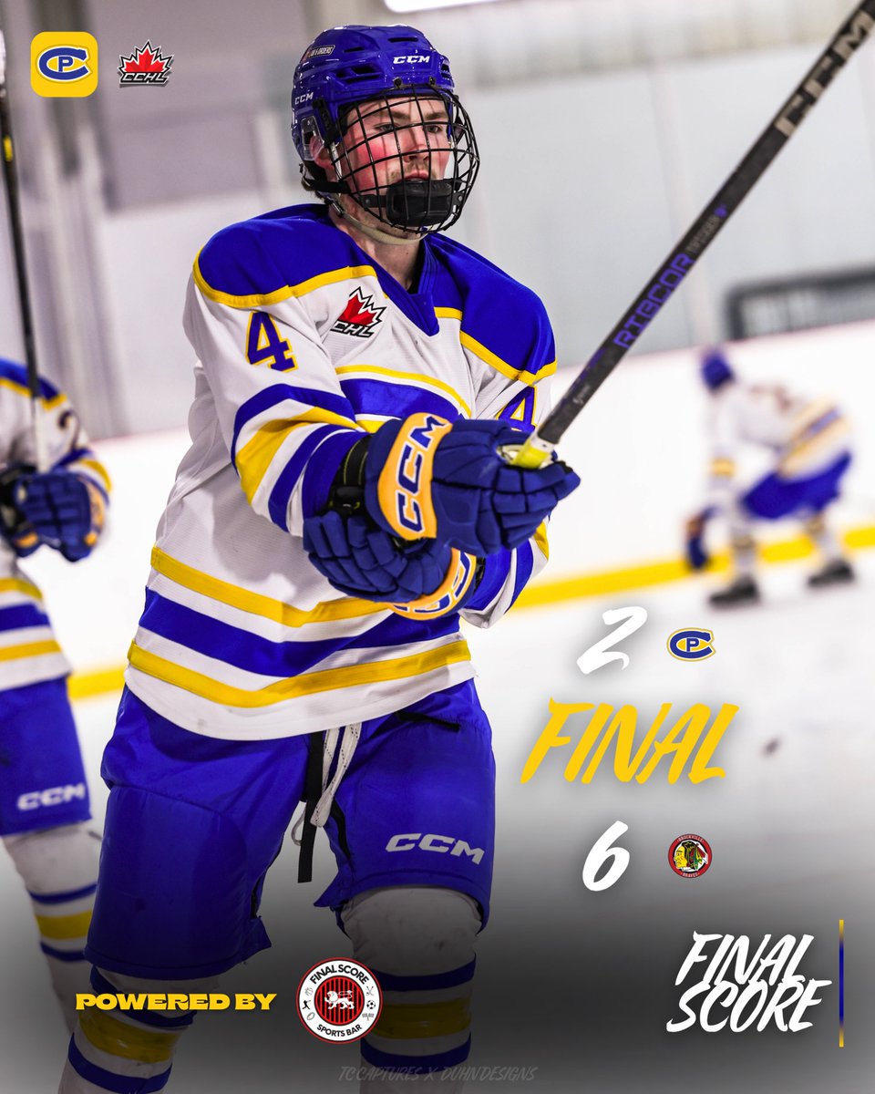 CPCANADIANS's tweet image. FINAL
Powered by our friends @final_score_sports_bar_cp 

FINAL from Carleton Place.

🔵🟡🔵
#CPC